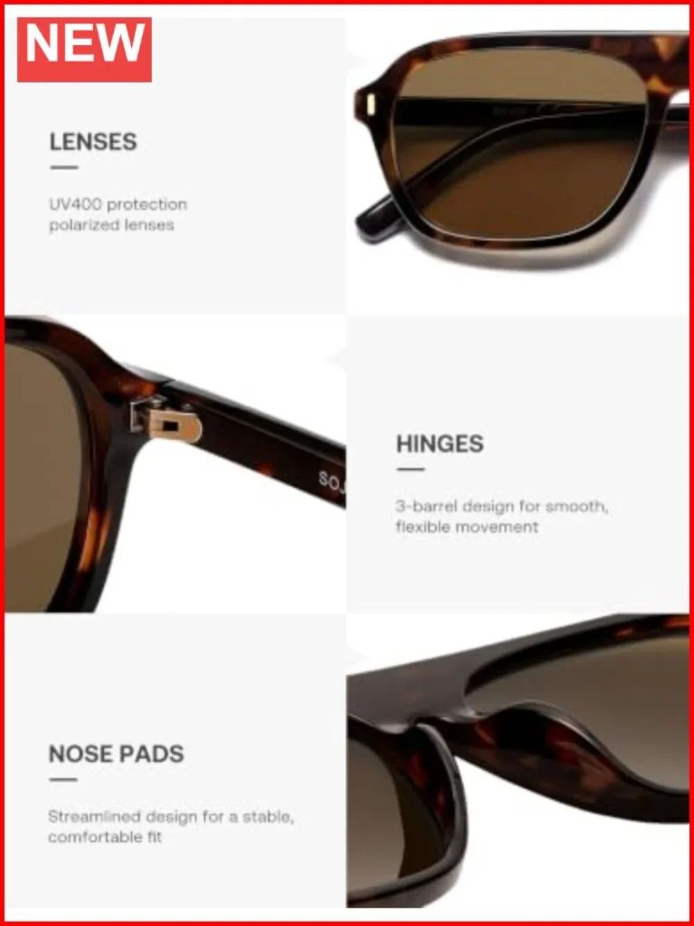 Retro Polarized Aviator Sunglasses Rectangular UV400 Protection
